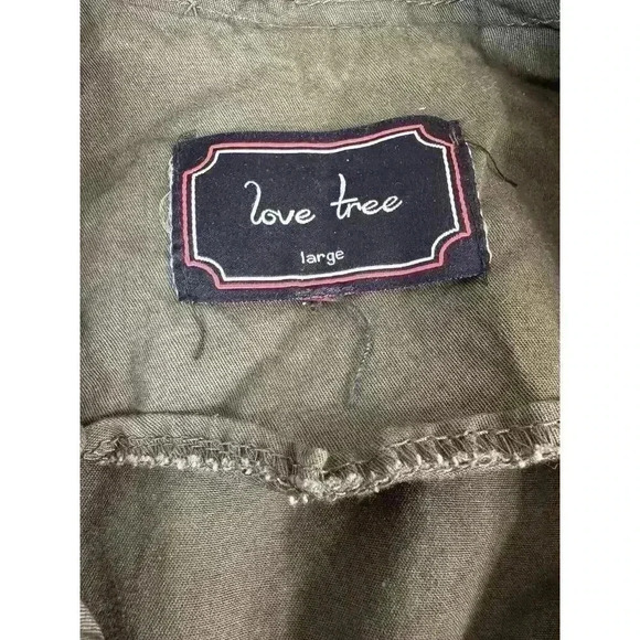 Love Tree Womens L Olive Green Military Utility Jacket Chore Pocket Zip Button - Picture 3 of 14